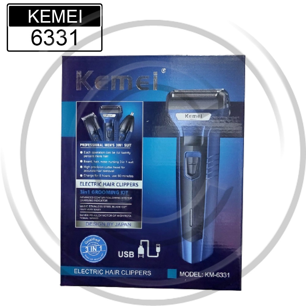 Kemei / CP-KM-6331 / Alat Potong Rambut (Clipper) (Trimmer) (Groomer) (Shaver) 3in1 - CO