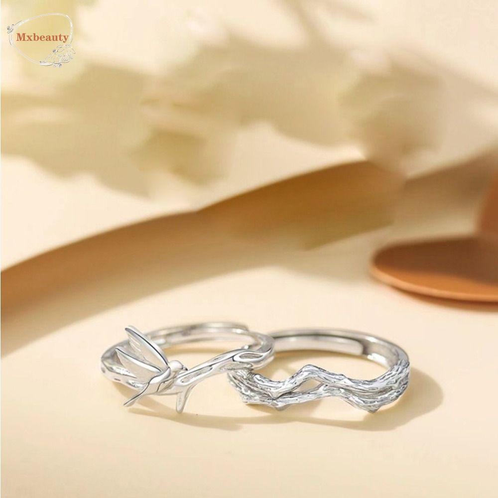 Mxbeauty Cincin Pasangan Trendi Indah Hadiah Hari Valentine Burung Duri Cabang Tembaga Romantis Gaya Korea Ring