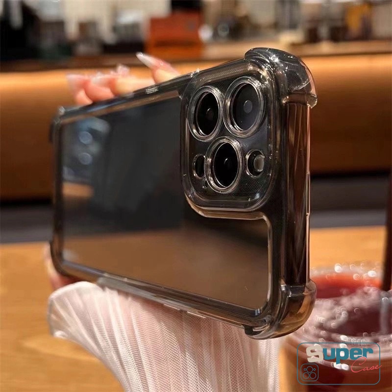 IPHONE Casing Ponsel Dilapisi Plating Tahan Guncangan Kompatibel Untuk Iphone7 8 Plus13 14 12 11 Pro MAX X XR XS MAX Mewah Simple Macaron Warna Permen Transparan TPU Soft Back Cover