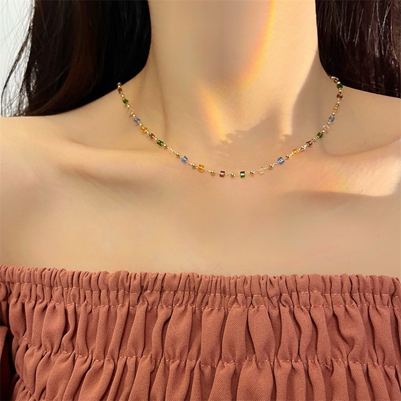 Fashion Sederhana Warna-Warni Kristal Manik-Manik Kalung Boho Vintage Manik-Manik Gelang Fashion Wanita Korea Necklace