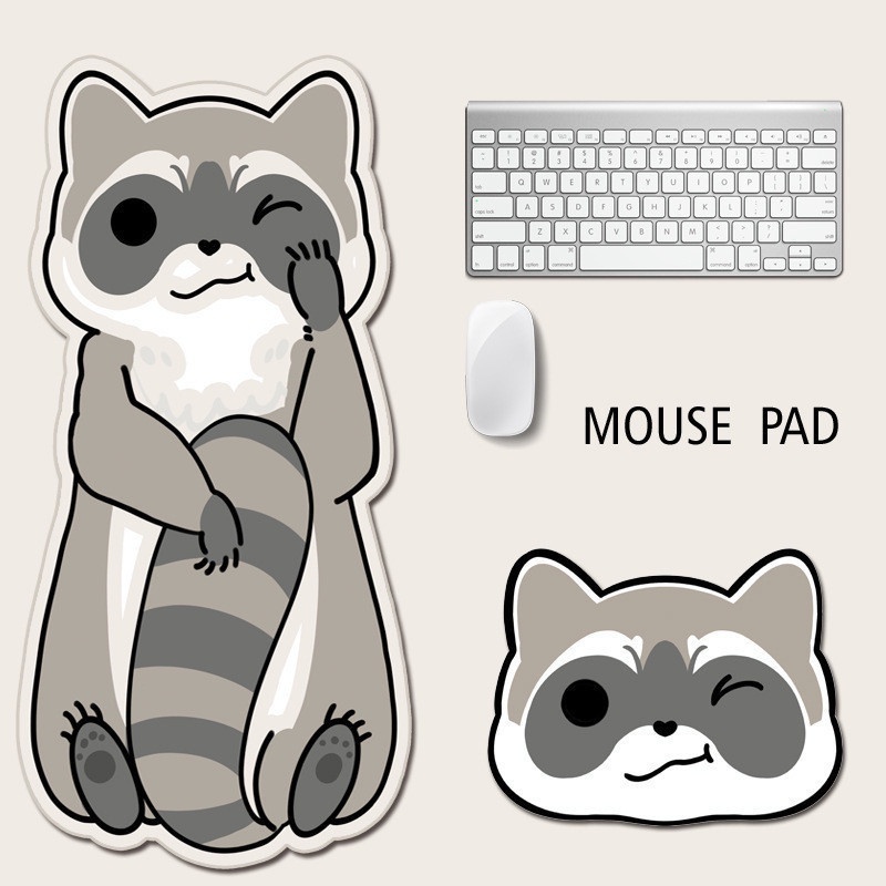 Alas Mouse Pad Keluarga Raccoon Alas Mouse Pad Kartun Hewan Mouse Pad Oversized Mouse Pad