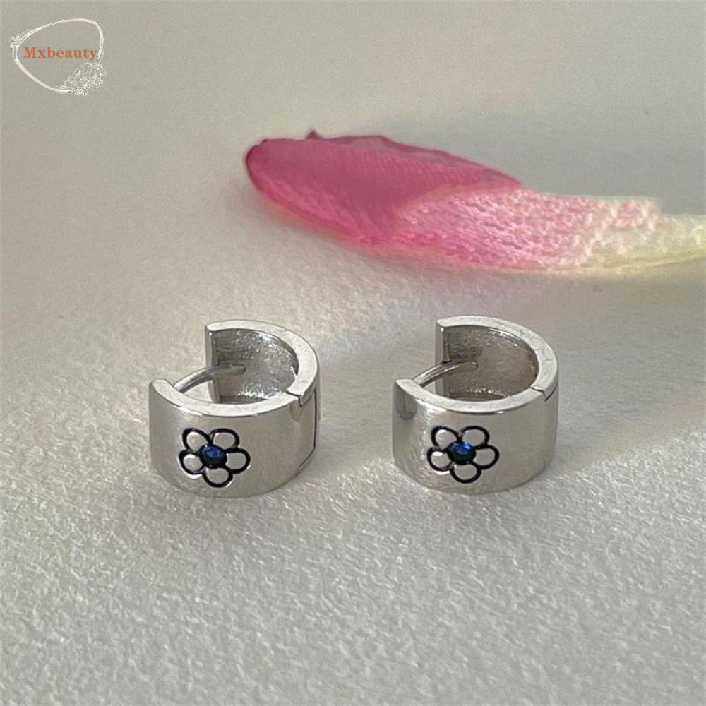 Mxbeauty Anting Hoop Bunga Warna Solid Kepribadian Sederhana Perhiasan Wanita Anting Korea Desain Fashion Zirkon Telinga Stud Temperamen Lady Peri Telinga Gesper