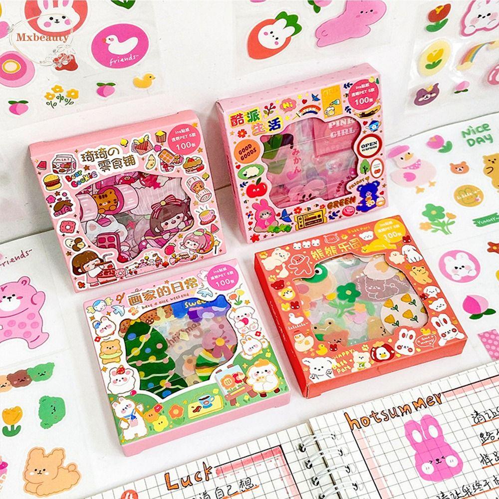 Mxbeauty Kotak Goo Card Guka Sticker Set Lucu Tahan Air Siswa Tangan Akun Diary Notebook Goo Card Stiker Dekoratif Stiker