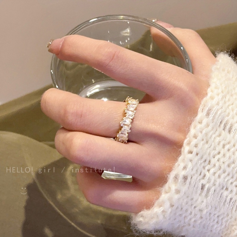 Cincin Emas Fashion Untuk Wanita Zirkon Mewah Terbuka Rings Aksesoris Perhiasan