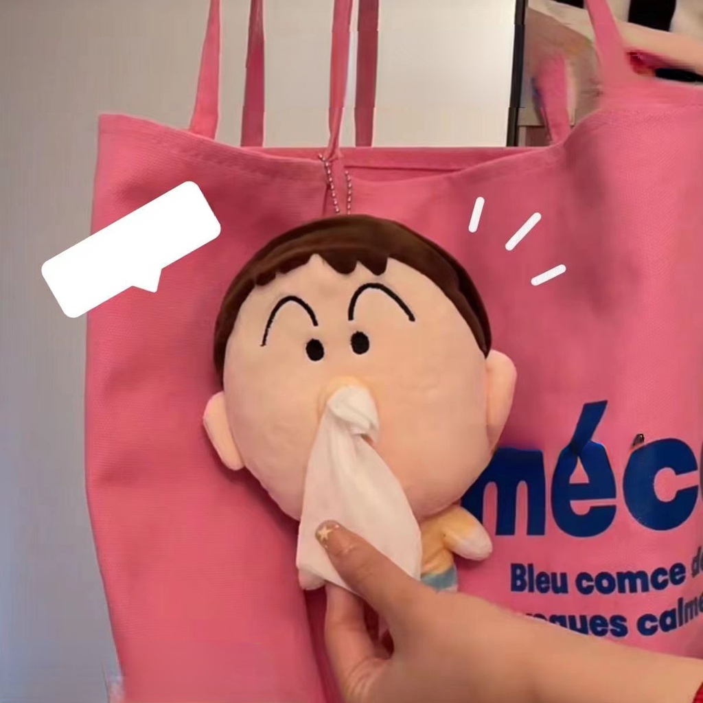 Crayon Shin-chan Boneka Plush Dengan Kotak Tisu Tas Couple Liontin Boneka Boneka Untuk Anak Lempar Bantal Boneka Lucu