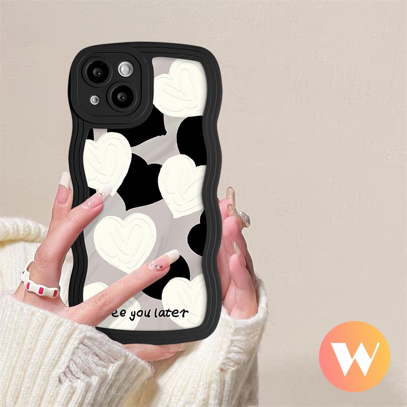 Lembut Tpu Wavy Edge Love Heart Case Redmi Note 10s 10 Pro Max 11s 11 9s 8 9 Redmi 10C A1+A1 9T 9A 9C NFC 12C 10 9 10A POCO M3 X3 NFC Pro Mi 11T Pro INS Art Sarung Lukis Minyak