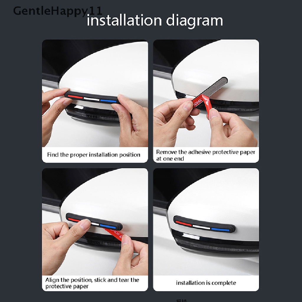 Gentlehappy 4Pcs Strip Anti-Tabrakan Pintu Mobil Pembukaan Anti-Tabrakan Stiker Anti Gores Spion Pelindung Strip Anti Gores Perlindungan Strip id