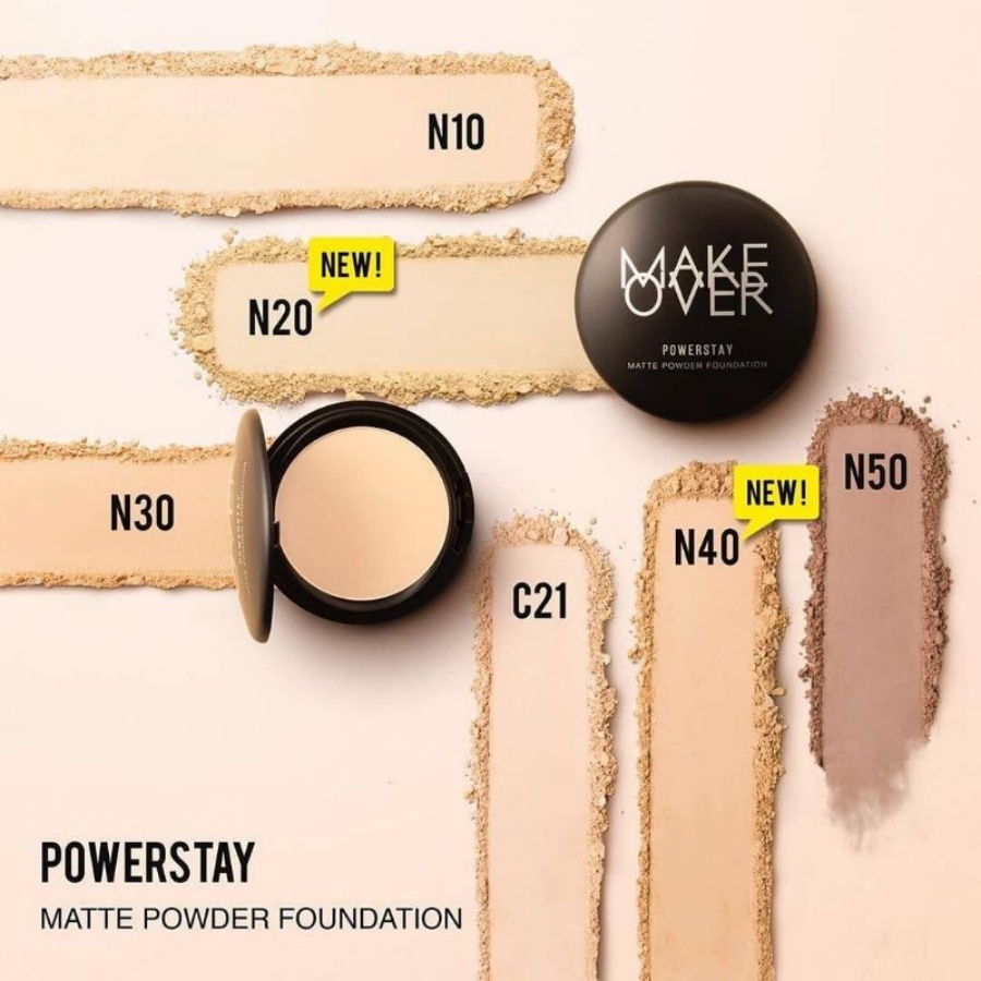 MAKE OVER Powerstay Matte Powder Foundation 12 g - Bedak Padat [ Amaze_Kosmetik ]