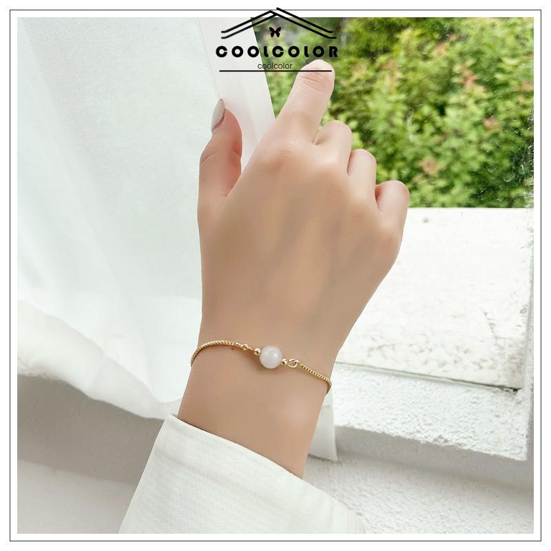 COD❤️Gelang serut titanium mata kucing Korea gelang vintage kristal Prancis Aksesoris- cl