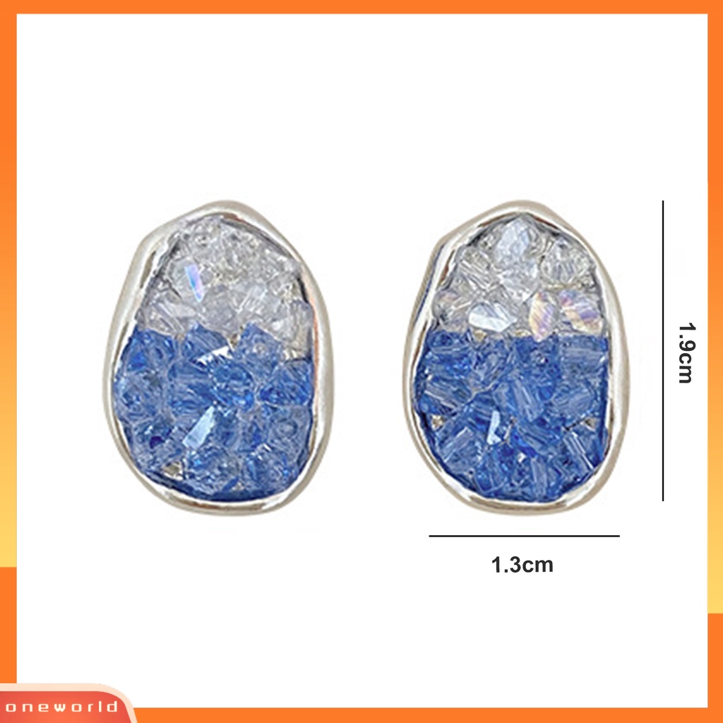 [EONE] 1pasang Wanita Anting Tidak Teratur Elektroplating Gradien Temperamen Kubik Zirkon Geometris Stud Anting Perhiasan Pesta