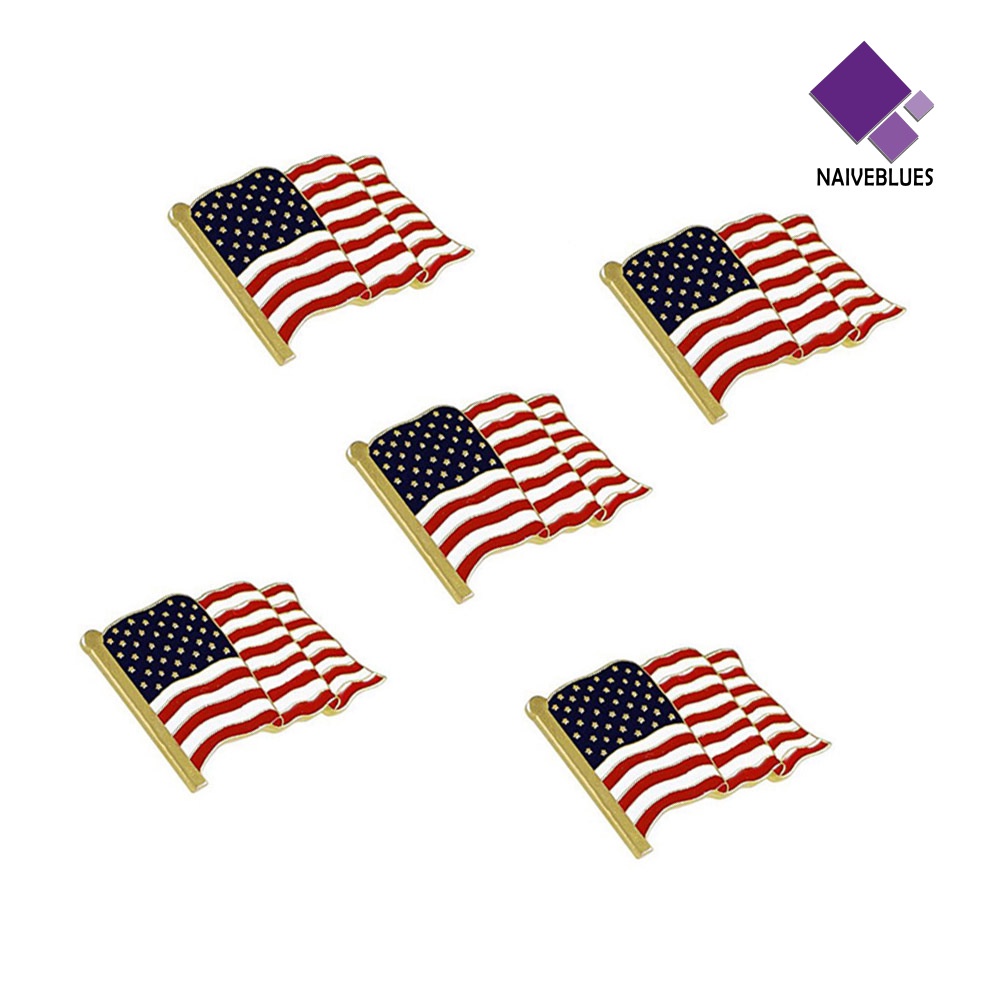 &lt; Naiveblues &gt; 5Pcs Unisex Bendera Amerika Enamel Bros Pin Jaket Lencana Tas Dekorasi