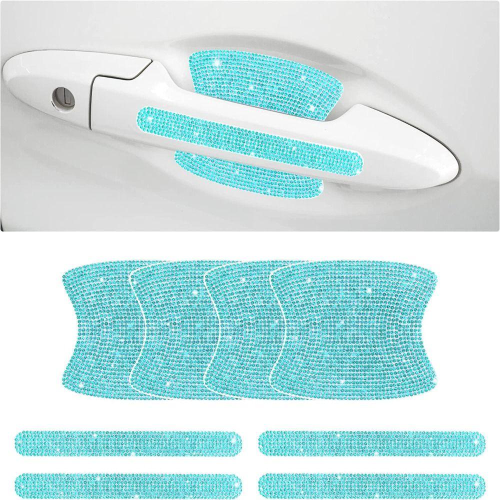 POPULAR 8pcs Stiker Pintu Mobil Aksesoris Mobil Perekat Diri Bling Stiker Anti Gores