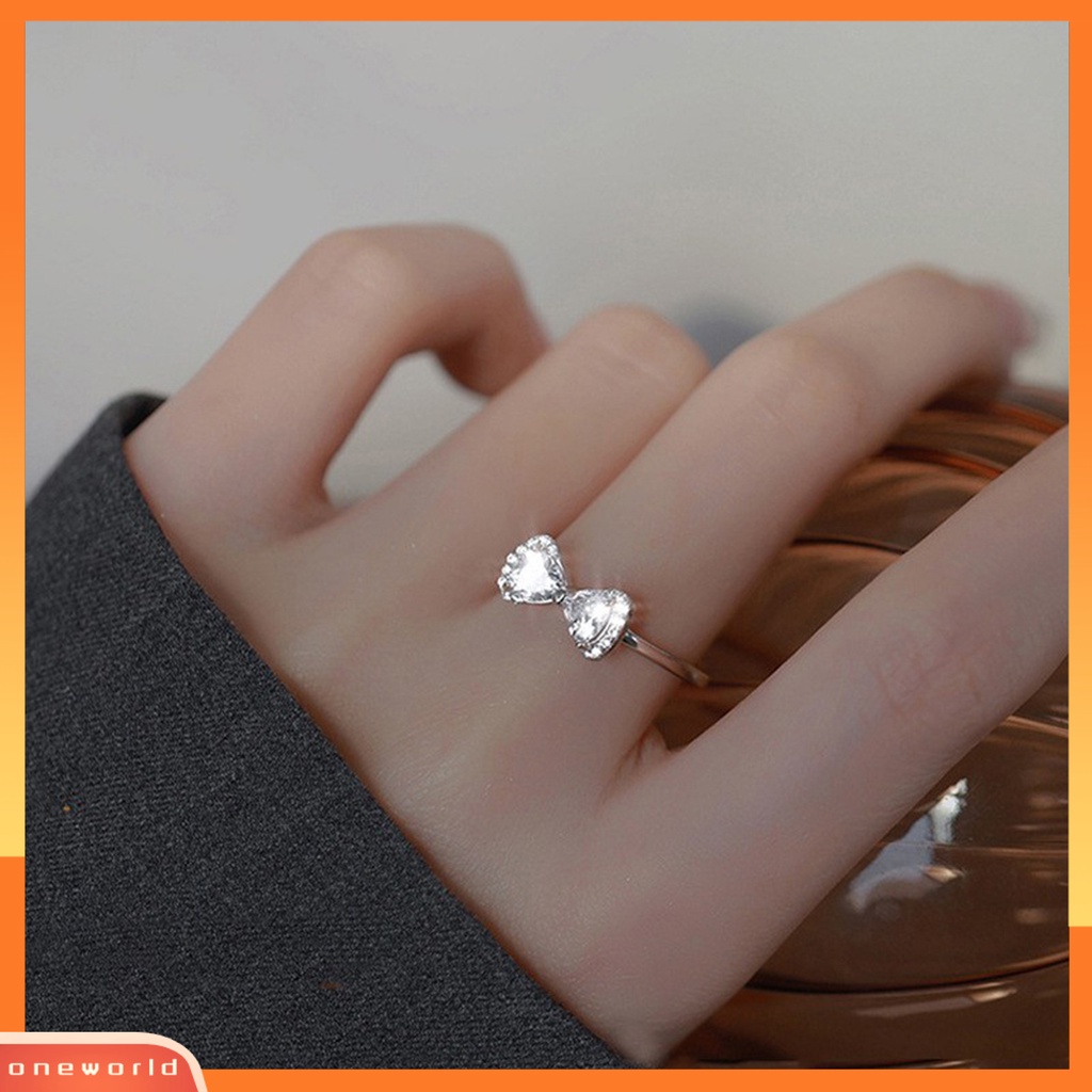 [EONE] Wanita Cincin Berlian Imitasi Mengkilap Terbuka Eye-catching All-match Hadiah Pernikahan Wanita Manis Dasi Kupu-Kupu Jari Cincin Perhiasan Untuk Pesta
