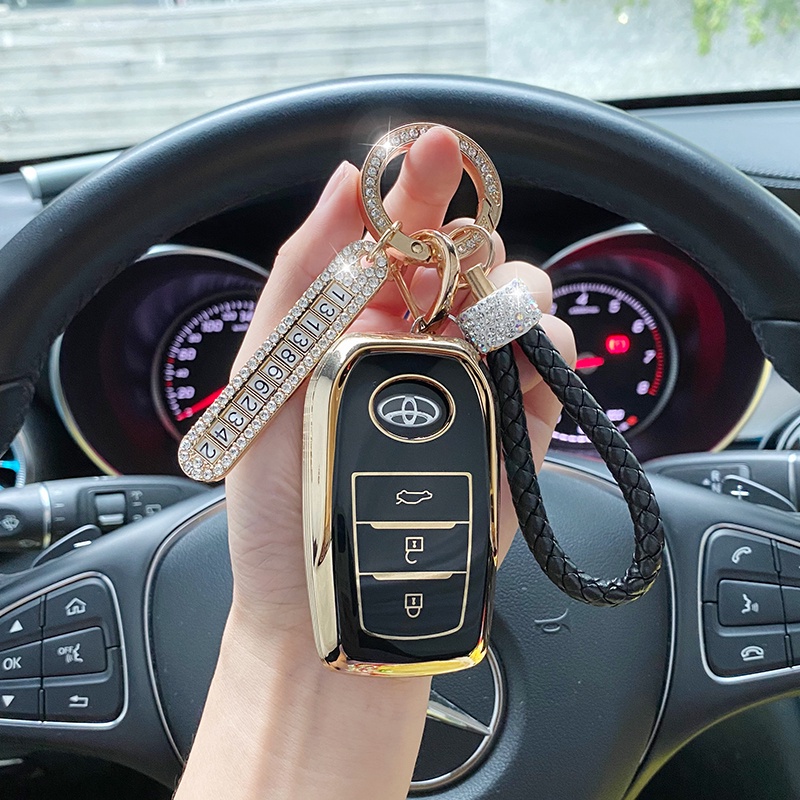 1pcs/toyota Camry RAV4 Auris Corolla Avensis Verso Yaris Aygo Scion Case Kunci Mobil Tas Cover Shell Gantungan Kunci Pelindung