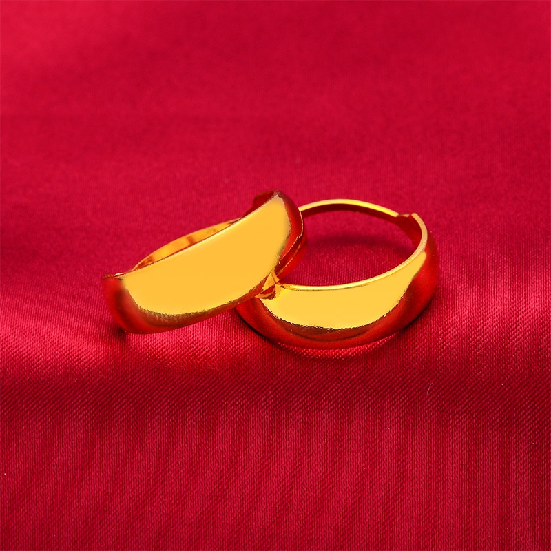 Goldkingdom Aksesoris Fashion 24K Bangkok Aksesoris In Stock Berlapis Emas Vintage Glossy Anting Ibu Anting Lebar