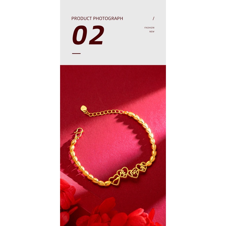 Goldkingdom Perhiasan Fashion 24K Bangkok Aksesoris Ready Stock Berlapis Emas Cinta Cinta Seumur Hidup Gelang Emas Perancis Kuno Tales Journey To The West