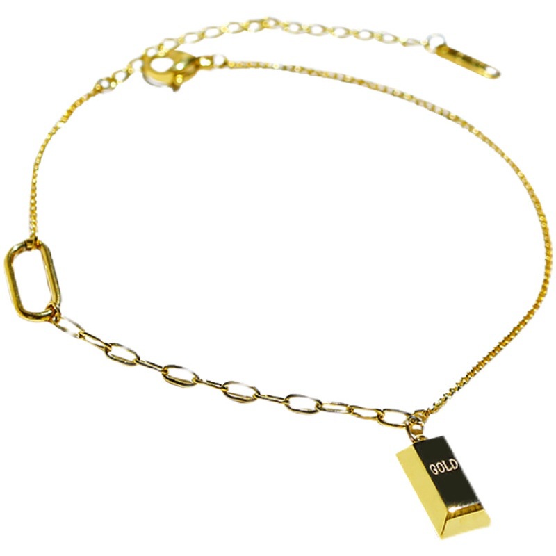 GROSIR Gelang kaki gold bar titanium stainless steel 316l anti karat import berkualitas bisa bayar di tempar COD