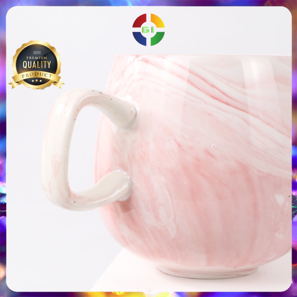 Gelas Cangkir Kopi Keramik Glass Coffee Mug Desain Flamingo 320ml Pink