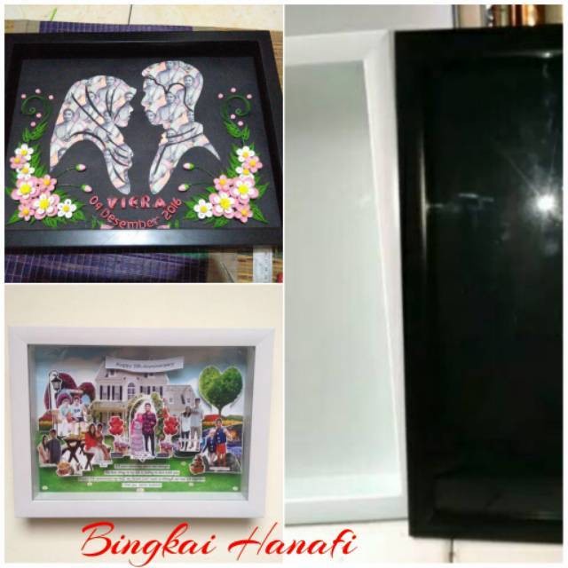 Bingkai mahar 3D uk.25x30cm - maroon ukir