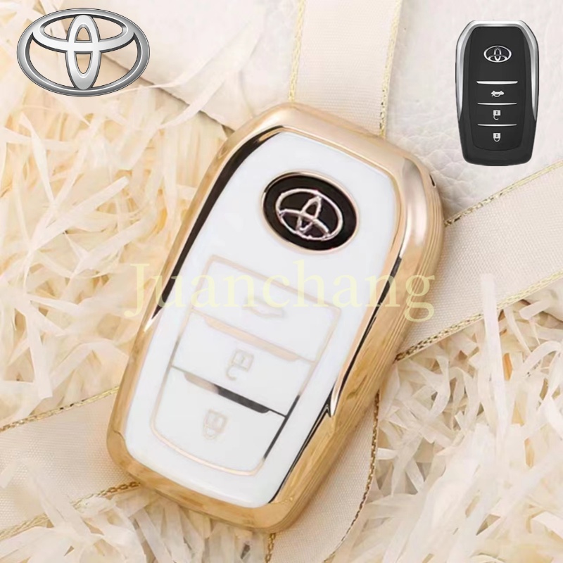 Casing Kunci Mobil TPU 3tombol Untuk Fob Shell Toyota Hilux Rogue Revo Innova Fortuner Harrier Camry Vellfire Alphard Ready Stock