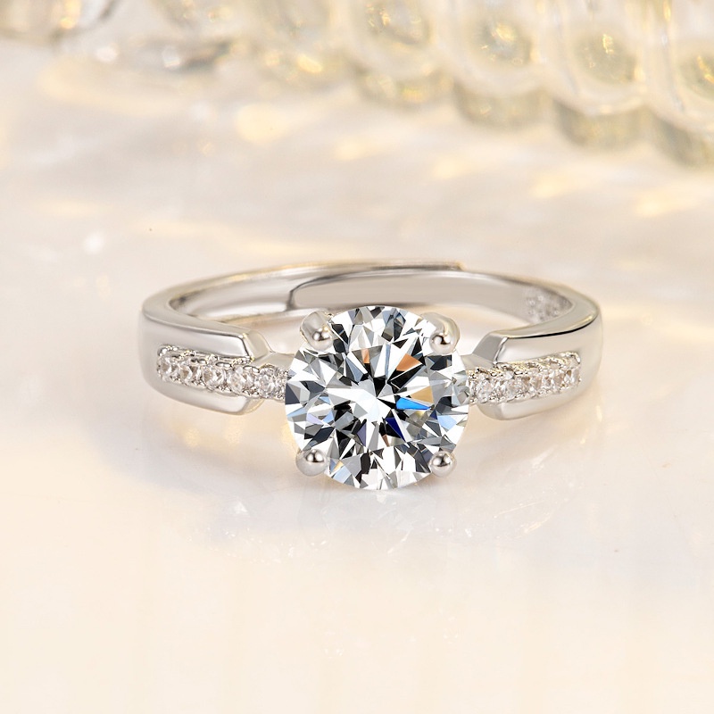 Pecinta Elegan Sederhana Pria Wanita Perhiasan Fashion Perak Baja Titanium Berlian Kristal Pasangan Pernikahan Pertunangan Rings Adjustable Size