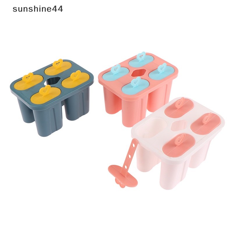 Sunshine Cetakan Es Krim Frozen Plastik Juice Popsicle Maker Lolly Mould 4sel ID