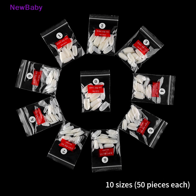 Newbaby 500pcs Peti Mati Ballerina Panjang/Flat French/Stiletto/Almond Kuku Palsu/Tips ID