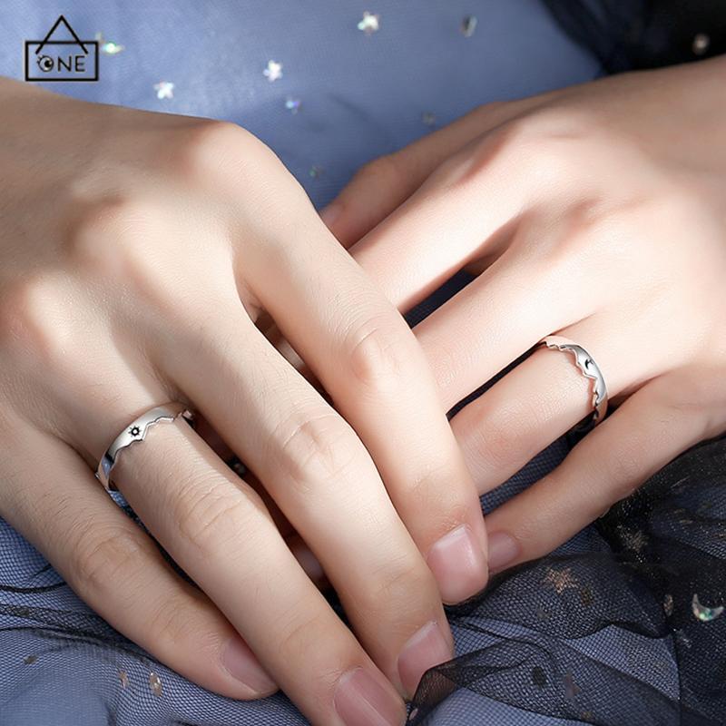 COD❤️Cincin Matahari dan Bulan Cincin Pasangan Ukuran yang Dapat Disesuaikan-A.one