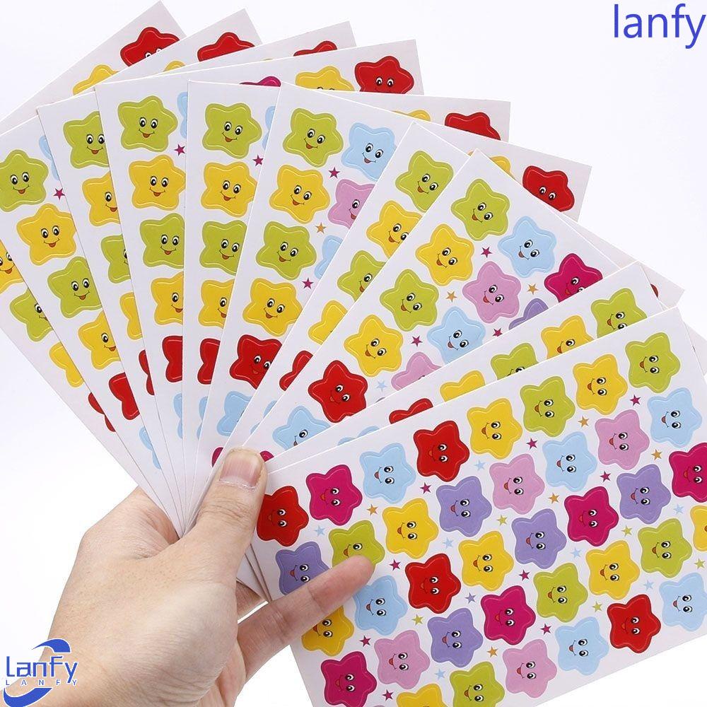Lanfy 10pcs Smile Stars Stiker Kreatif Label Hadiah Guru Perlengkapan Sekolah DIY Scrapbook Stiker
