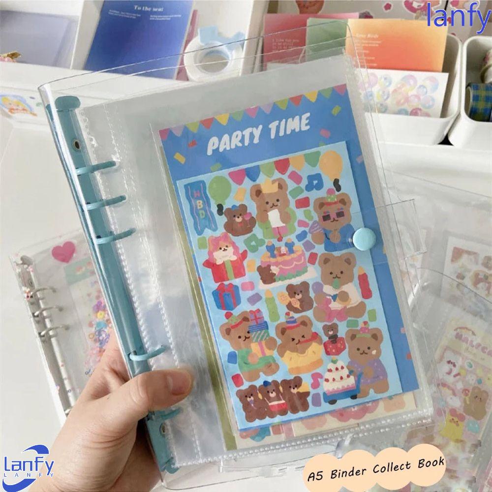 Lanfy Stiker Album Stationary Agenda Transparan DIY Stiker Organizer Koleksi Kartu Binder Notebook