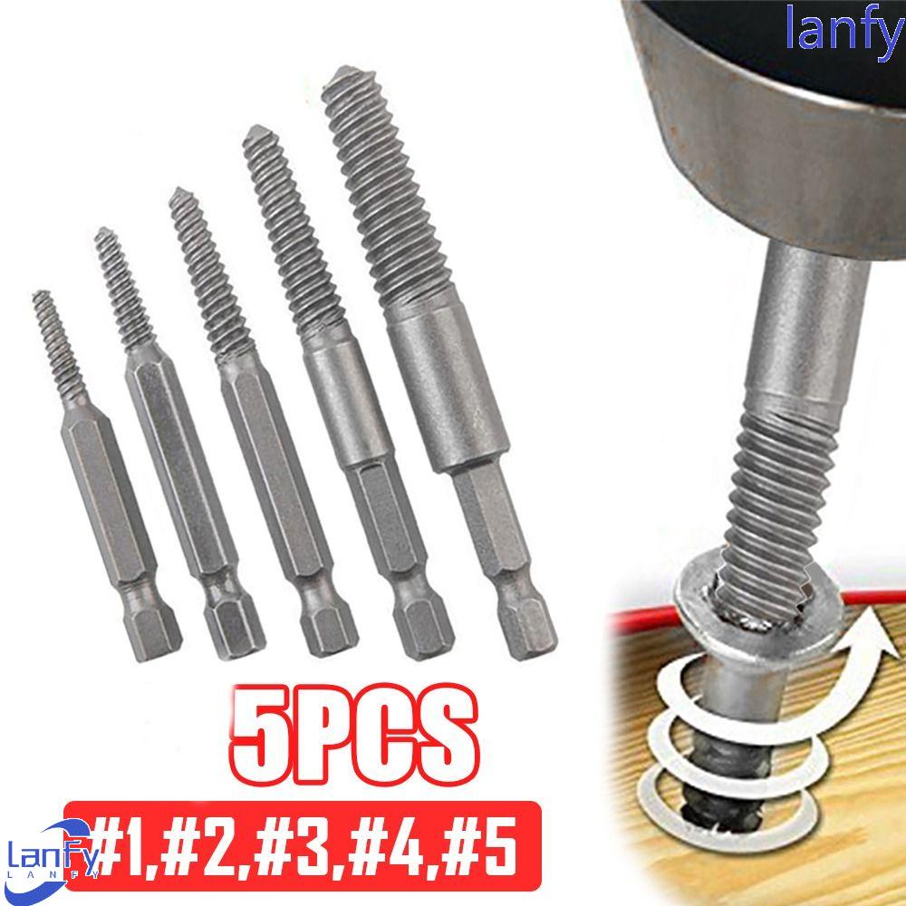 Lanfy Screw Extractor Stripped Remover Baut Demolition Tool Bit Holder Mata Obeng Water Pipe Extractor Bor Ekstensi Adapter Mata Bor Guide Set