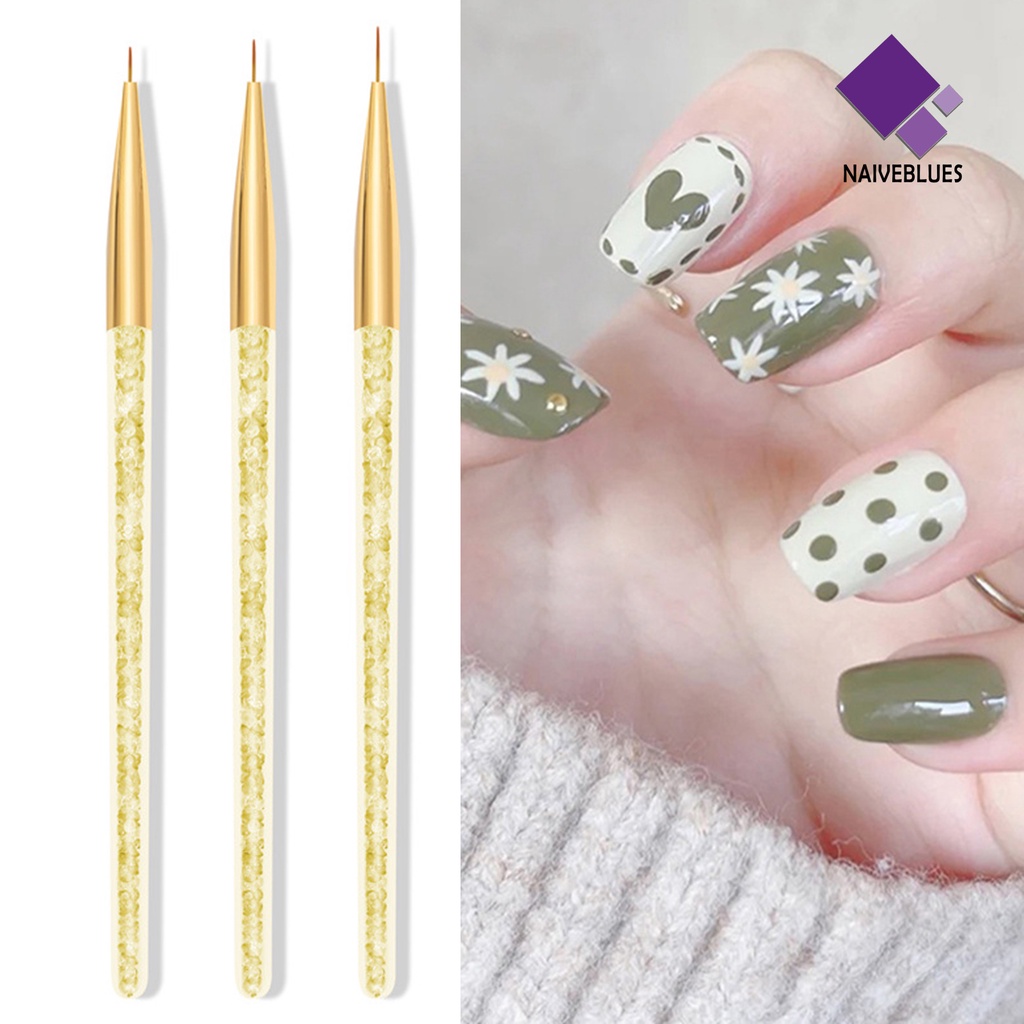 [naiveblues] 3pcs Pena Kuku Ultra-Tipis Nice-looking Nilon Wol Nail Drawing Liner Gadis