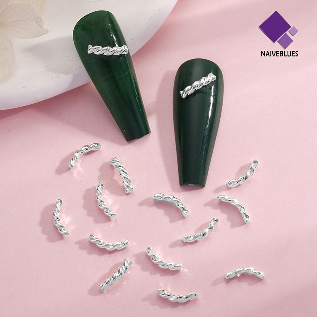 [naiveblues] 20pcs Perhiasan Nail Art 3D Kepang Hollow Busur DIY Alloy Jepang Pesona Dekorasi