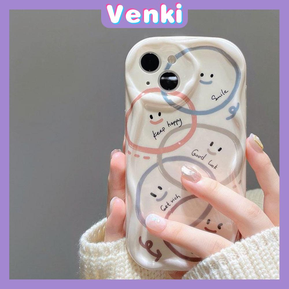 Venki - For iPhone 14 pro max Soft Case TPU Wavy Edge Smile White Phone Case Camera Protection Shockproof Compatible with iPhone 13 Pro max 12 Pro Max 11 xr xs max 7 8 Plus