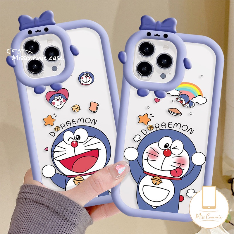 Kartun Doraemon Cover Untuk Realme C25 C31 C33 C11 C25s C15 C25Y C35 5 5i 6i 9i C12 8Pro 8 9 Pro+9 C30 C21 C20 C21Y 7i 5s C17 C3 3D Ikatan Simpul Monster Kecil Lensa Casing Lembut Sarung