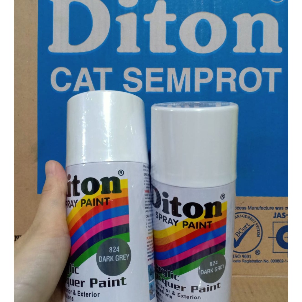 SOLID COLOURS DITON Spray Paint Acrylic Lacquer Paint Pilox Pilok Cat Semprot - 824 DARK GREY / ABU ABU TUA / ABU-ABU GELAP (300cc / 300ml)