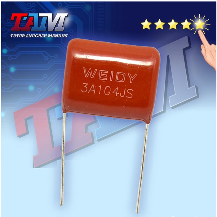 PART LAS LISTRIK KAPASITOR MYLAR 3A104J / 104K 1000V P=22mm / 104K1000V P=22mm
