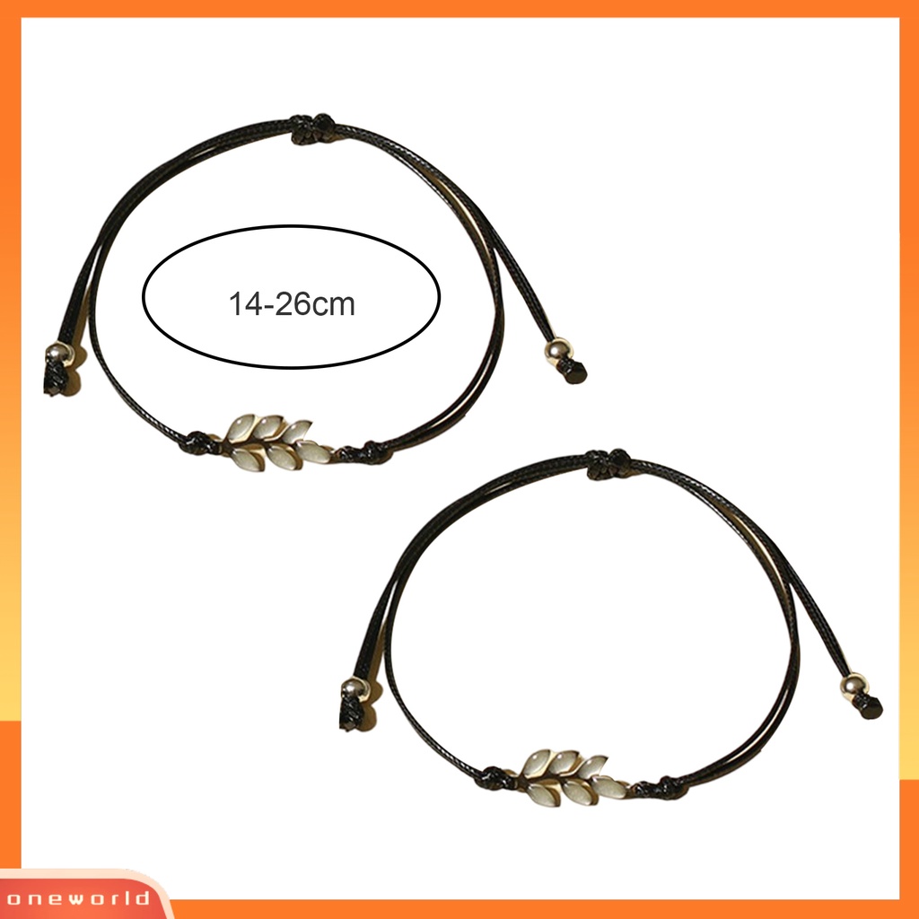 [EONE] 2 Pcs Pesona Gelang Daun Bercahaya Menawan Buatan Tangan Hias Adjustable Dekorasi Kepribadian Cahaya Biru Neon Gelang Perhiasan Aksesori