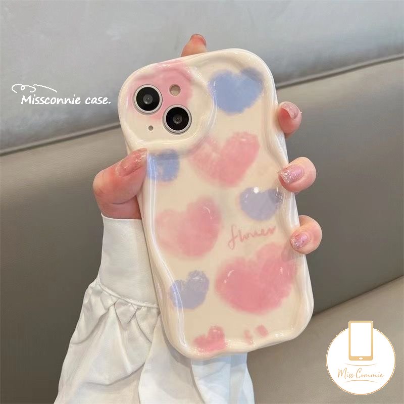 Ins Tinta Lukisan Cat Minyak Cinta Hati Casing Untuk Realme C25 C25Y C33 C35 C21Y C55 C53 C20A5 6 5S 5i 7i C11 C25s C15 C3 C20 C30 C21 C11 2021 C12 C31 C17 3D Wavy Curved Edge Soft Case