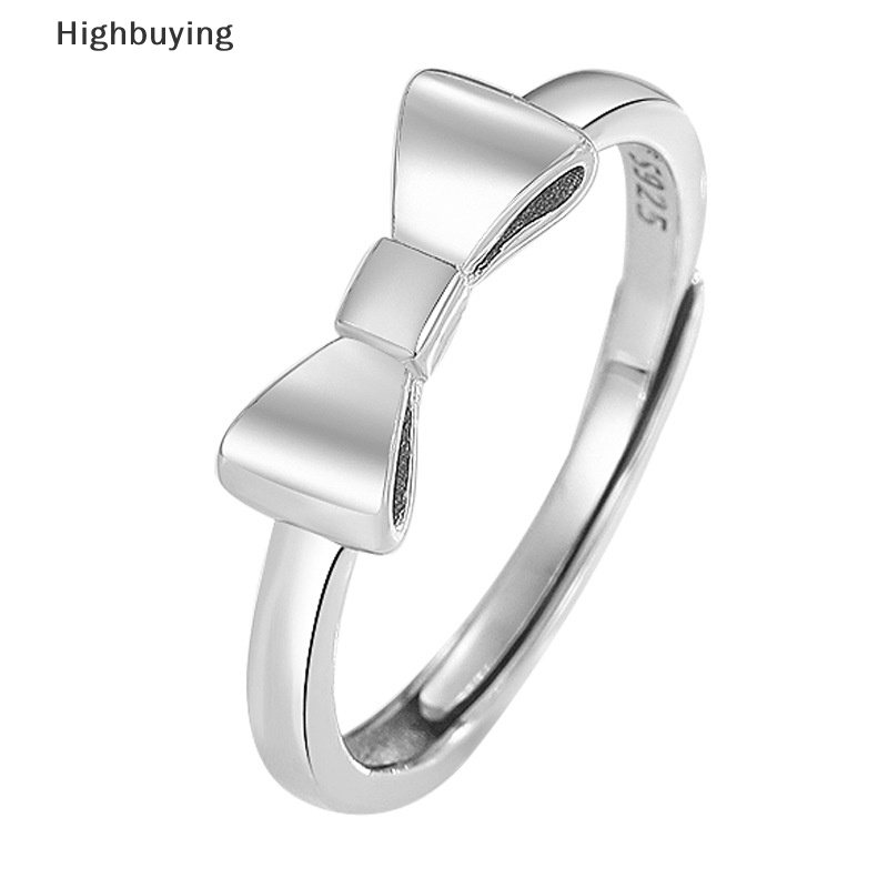 Hbid Cincin Pola Busur Sederhana Perak Cincin Halus Kepribadian Fashion Retro Cincin Wanita Perhiasan Ringan High-end Cincin Yang Dapat Disesuaikan Glory