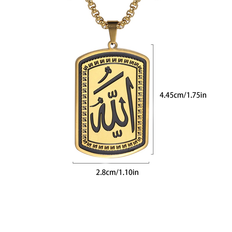 Kalung Muslim Islami Quran Allah Anti Karat Pria Warna Emas Perhiasan Kalung Rantai Islam Arab