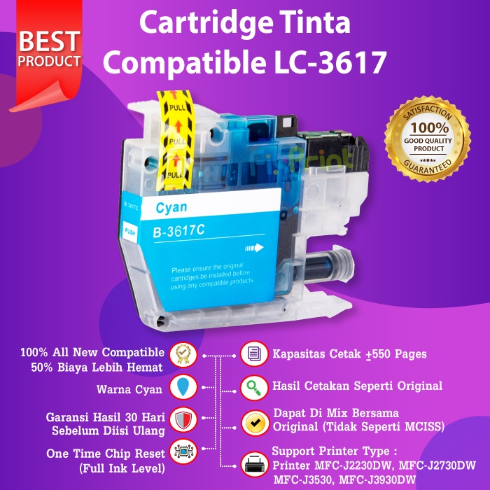 Cartridge Tinta Brother LC3617 LC-3617 LC 3617 Printer J3530DW J3530