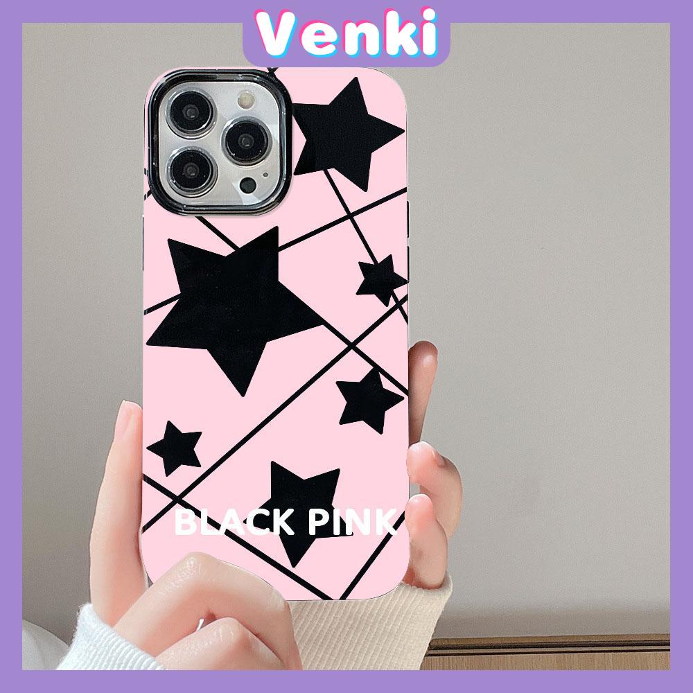 VENKI - For iPhone 11 iPhone Case Black Glossy TPU Soft Case Shockproof Protection Camera Cute Star Compatible with iPhone 14 13 Pro max 12 Pro Max xr xs max 7Plus 8Plus