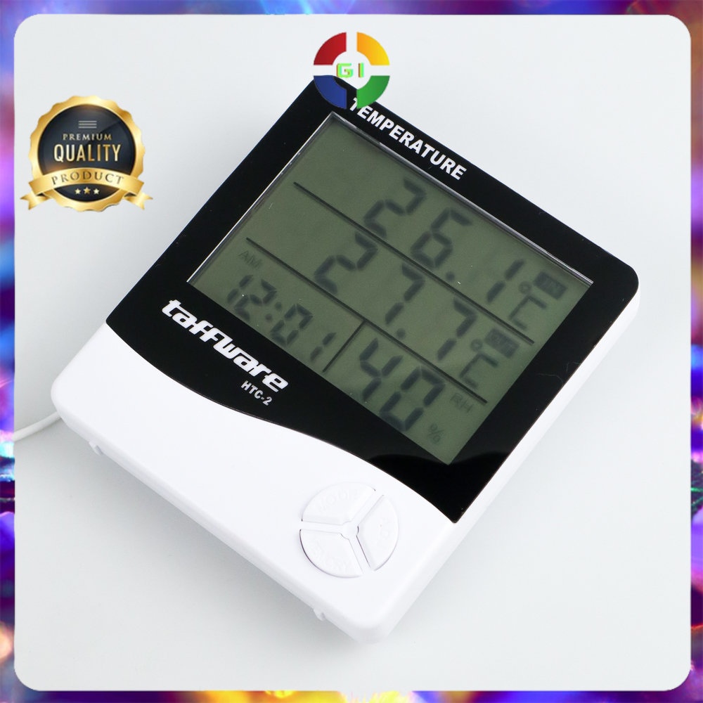 Alat Pengukur Suhu Humidity Digital Temperature Meter Clock White