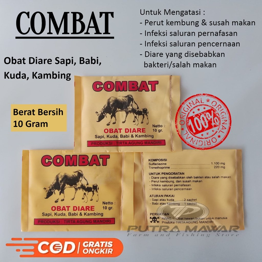 Obat Diare Combat 10 Gram /Obat Mencret Kembung Infeksi Peernafasan Dan Saluran Pencernaan Untuk Hew