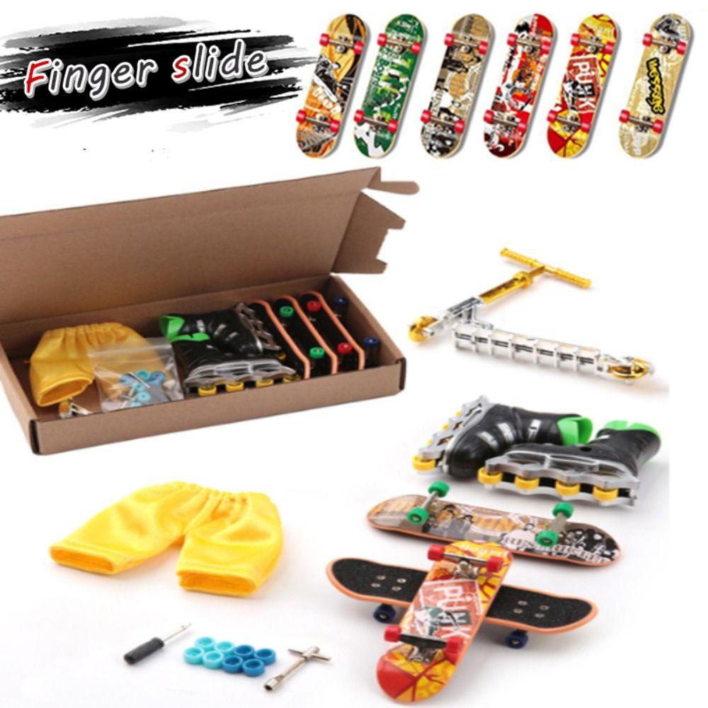 Lanfy Set Skuter Jari Mini Dengan Roda Hadiah Anak Mainan Surfing Tabletop Toys Trick Training Props Fingerboard Mainan Model Skateboard