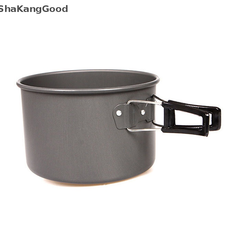 Skid Camping Cookware Set Aluminium Non Portable Peralatan Makan Luar Ruangan Ketel Panci Cookset Masak Panci Mangkok Untuk Hiking BBQ Piknik SKK