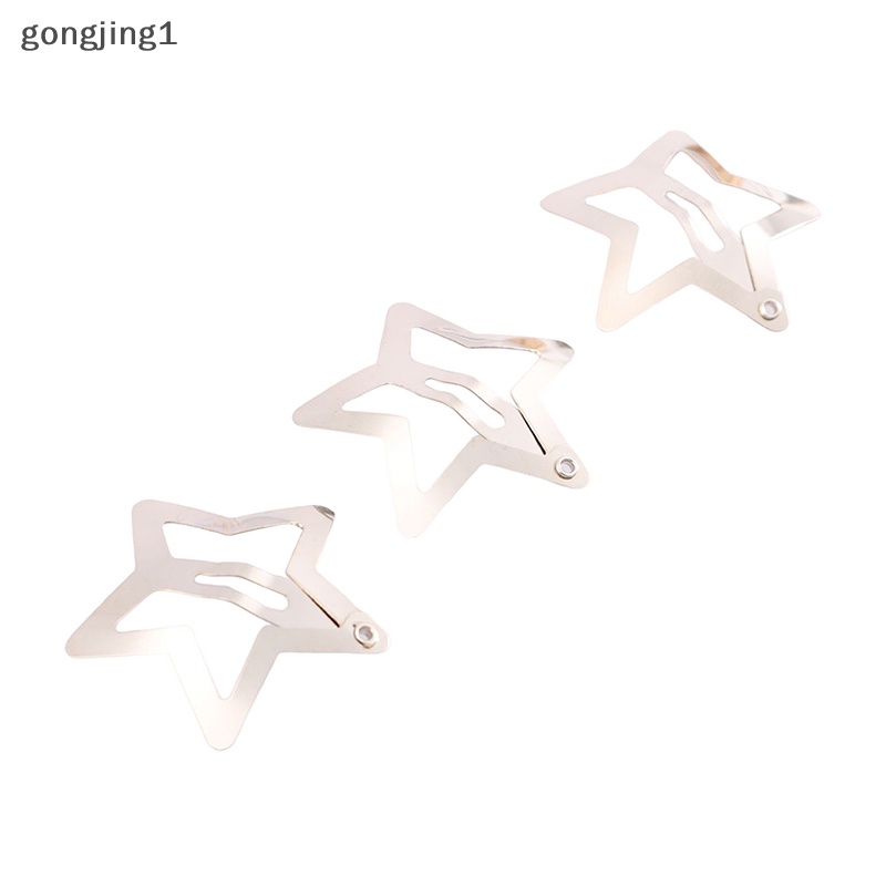 Ggg 4Pcs Jepit Rambut BB Bintang Warna Silver Minimalis Star Snap Hair Clip Untuk Anak Perempuan ID