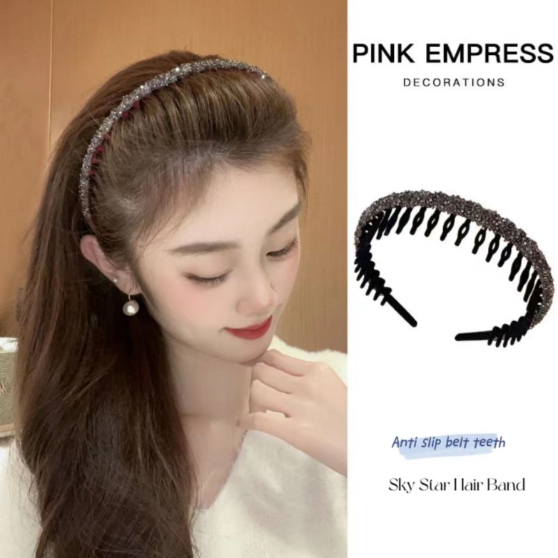 Korea Fashion Baru Langit Bintang Ditekan Rambut Anti Slip Kepala Hoop Net Merah Fragmented Hair Hoop