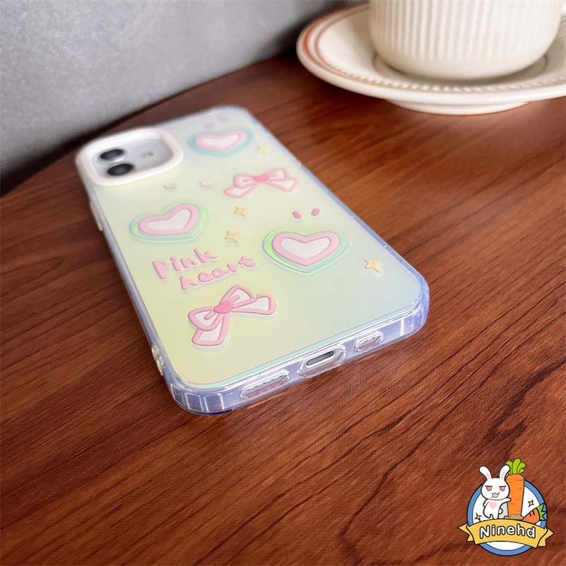 IPHONE Casing Kompatibel Untuk Iphone14 13 12 11 Pro Max X Xr Xs Max8 7 Plus SE 2020 Gradual Warna-Warni Laser Hati Cinta Casing Ponsel Silikon Kreatif Shockproof Anti-Jatuh Perlindungan Case